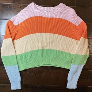 Cotton On Sweater Cropped Pastel Colorblock